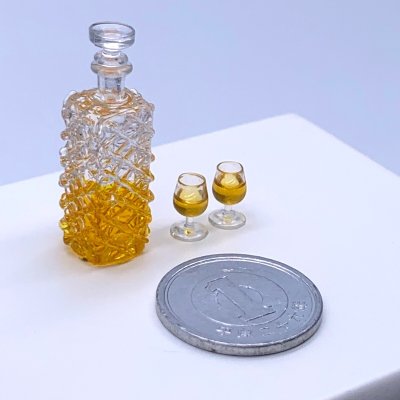 画像2: 極小　グラスつき洋酒瓶セット　ビン　ウイスキー　コニャック