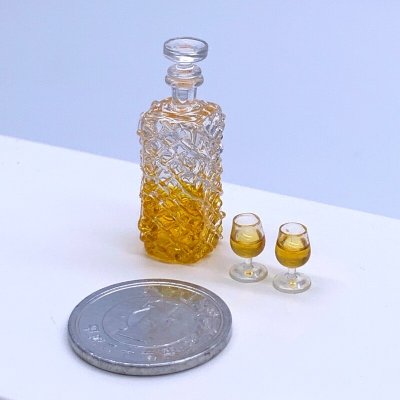 画像1: 極小　グラスつき洋酒瓶セット　ビン　ウイスキー　コニャック