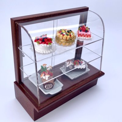 画像4: ショップショーケース　ブラウン　3段(L)曲面