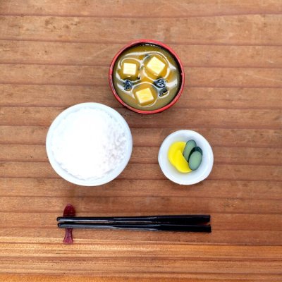 画像4: ミニチュア　白ごはん＆お漬物セット　（つけもの　漬け物　お茶碗　ハンドメイド　）