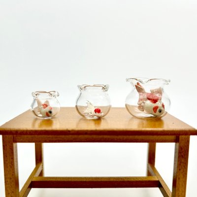 画像1: ガラスフリル金魚鉢　３サイズあり