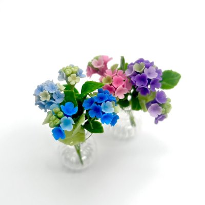 画像3: アジサイ＆ガラス花瓶セット　紫陽花　あじさい