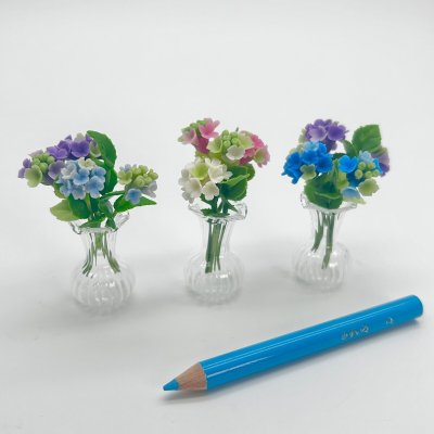 画像2: アジサイ＆ガラス花瓶セット　紫陽花　あじさい