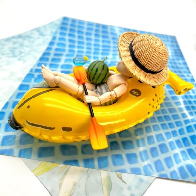 画像1: ちっちゃなバナナボート　ミニチュア　フロートボート　空気再注入可